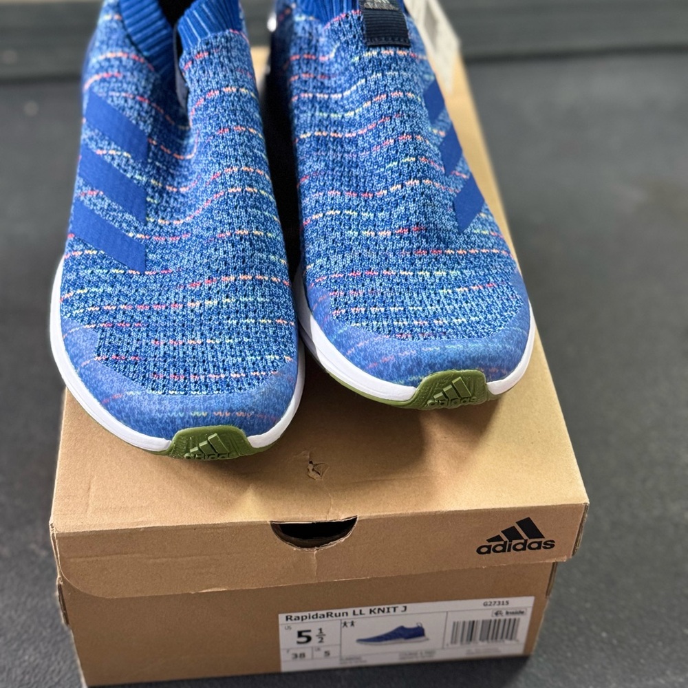 Adidas Kids Blue and Pink Knit Sneakers